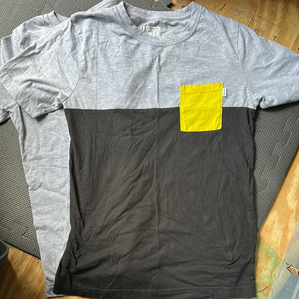 Converse Gray and Black Short Sleeve Tees Modern Colorblock